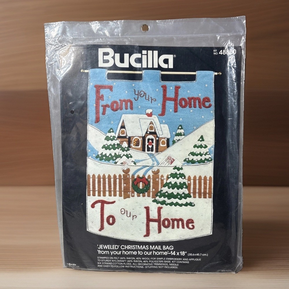 Vintage Bucilla Jeweled Christmas Mail Bag Kit 2351. Brand New & Factory Sealed.